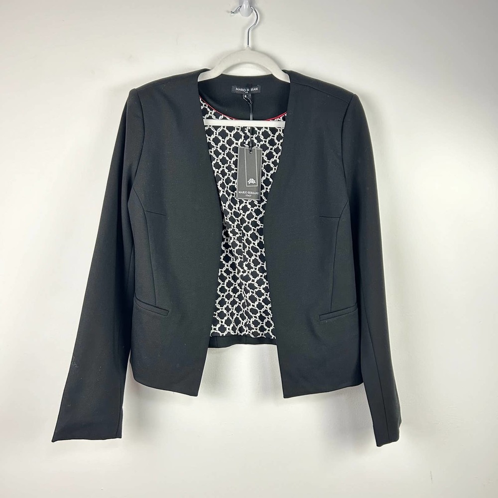 NEW Mario Serrani Black Blazer Open Front Women’s Size 8